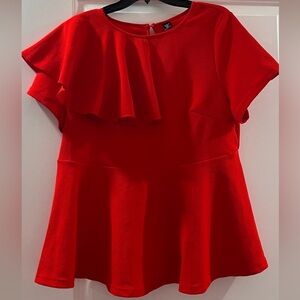 Elegant Red Women's Peplum Top